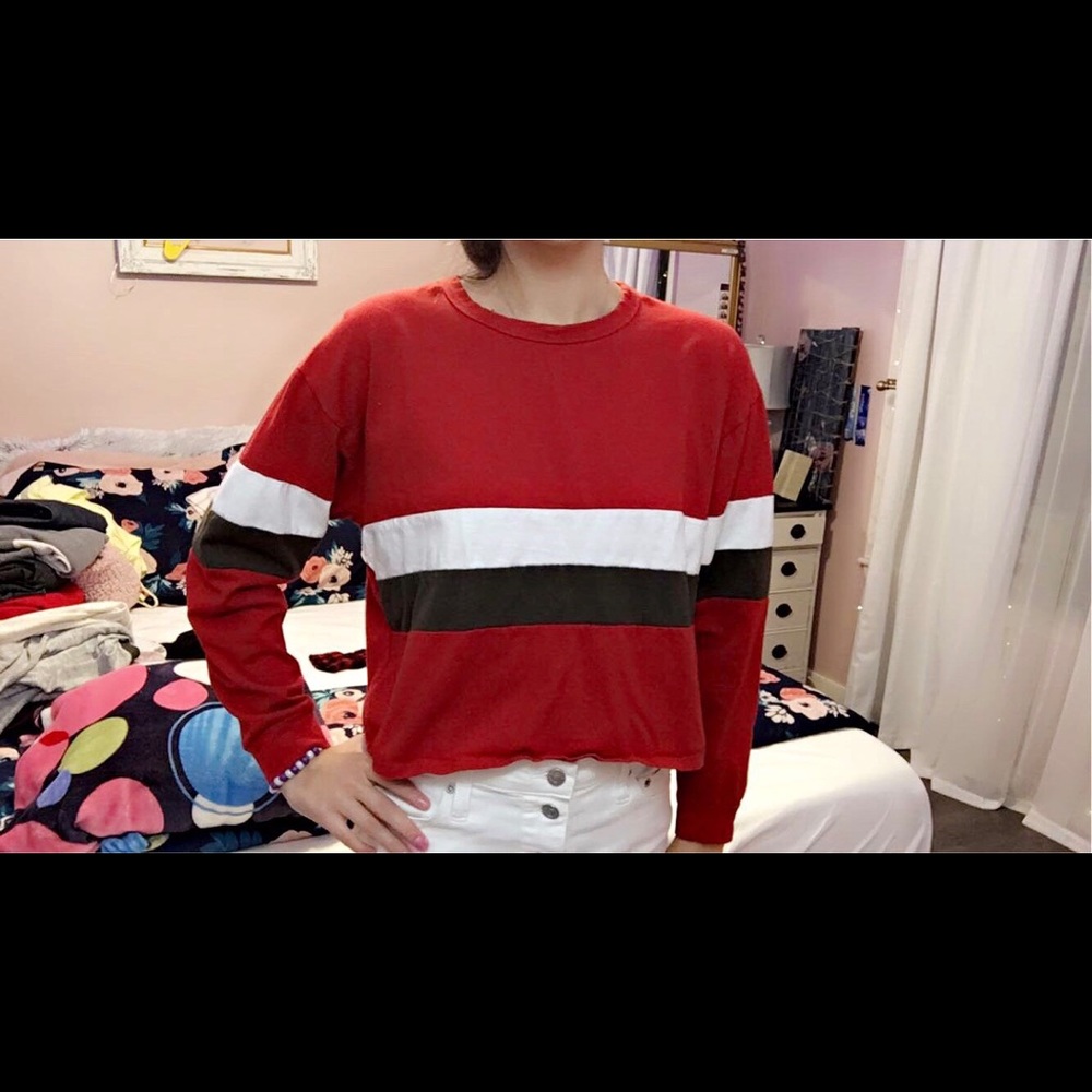 red stripped crop top